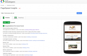 بوابة الجامعة تحقق نسبة 100% في سرعة الأداء وفق تقييم موقع جوجل